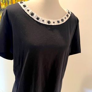 NWT Southern Lady Black Ribbon Aplique  Top Sz L